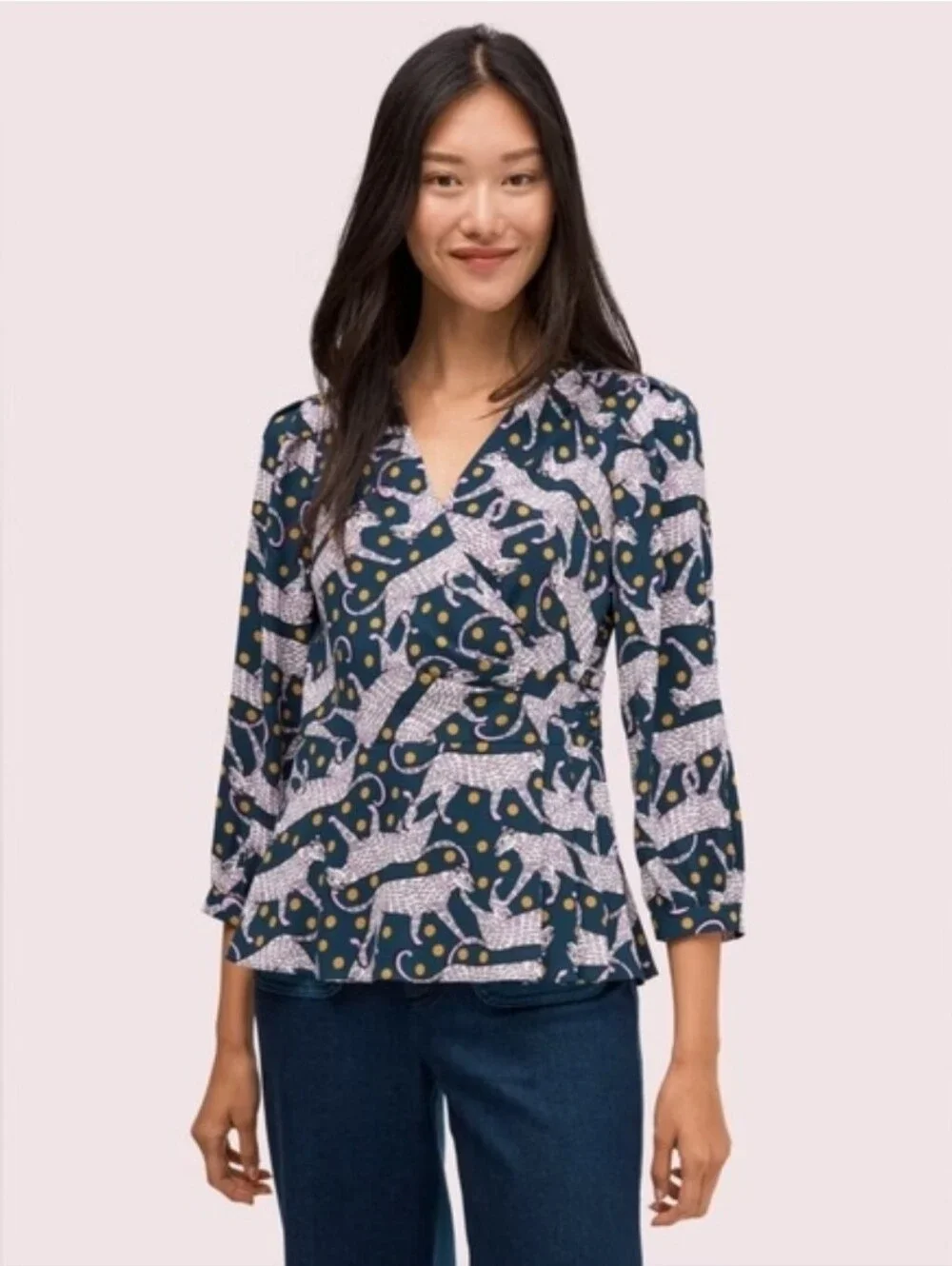 Kate Spade Panther Wrap Blouse. Size 4